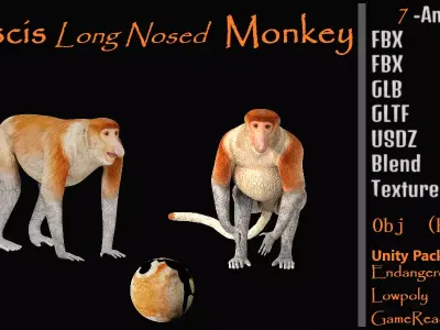 Proboscis Monkey Low-poly 3D model