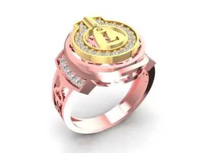 Luxury Custom Letter L Diamond Signet Ring 3D Model 2085 3D print model