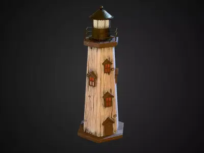 Wooden Lighthouse Decor Low-poly 3D model
