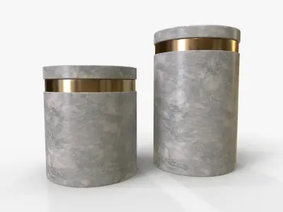 Canister Marble Set Low-poly 3D model