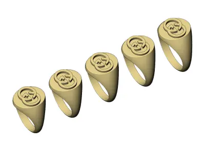 GG Chunky Oval signet ring US sizes 7to11 3D print model