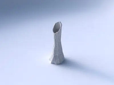 Vase squeezed and bent hexagon with mosaic plates 3D print model