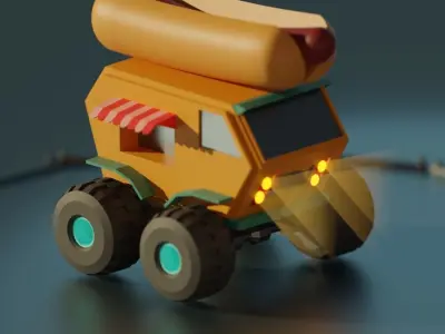 Sausage Car Low-poly 3D model