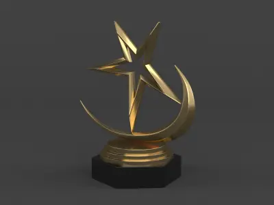 Gold Trophy Cups 3D model 15
