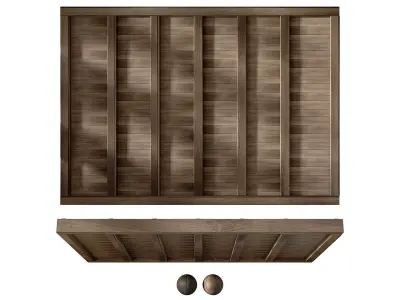 Wooden Panel Ceiling and Wall Cladding Set 3D model