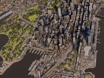 Sydney City Skyline Free low-poly 3D model