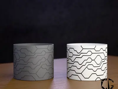  A pot with a tech pattern 3D print model