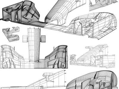 Mercedes W06 Front wing Low-poly 3D model