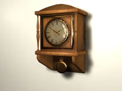 Wooden wall clock 3D model