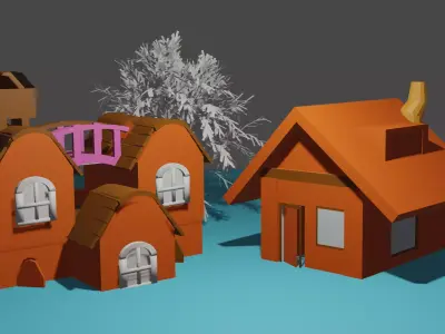 medieval house Low-poly 3D model