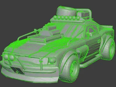 Rusty car-Game asset Low-poly 3D model