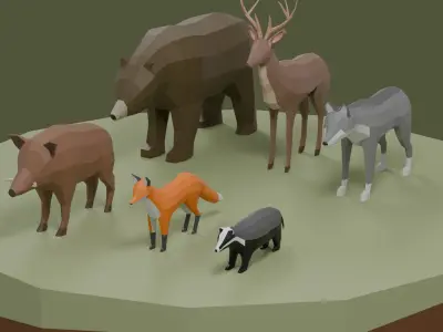 Lowpoly Stylized FOREST Animals Pack Low-poly 3D model