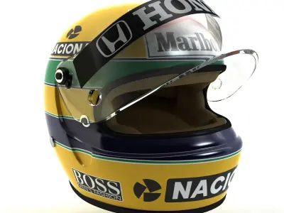 Ayrton Senna Helmet 1988 Low-poly 3D model