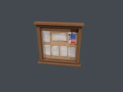 Notice Board - Corkboard Low-poly 3D model