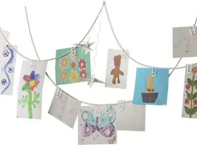 Exhibition of childrens crafts wall decor 3D model