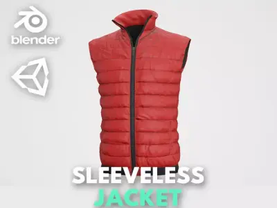 Jacket Sleeveless Puffed Red Low-poly 3D model