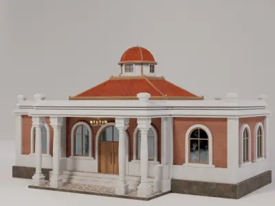 Colonial Building Lowpoly Low-poly 3D model