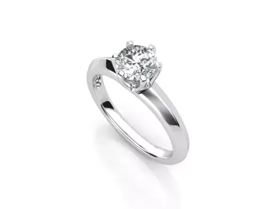 aj-01 engagement ring with round cut diamond 3D print model