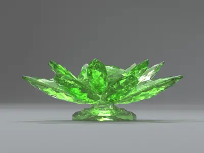 Glass Flower Showpiece Green Low-poly 3D model