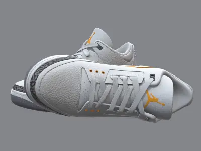 Air Jordan 3-retro sneakers Low-poly 3D model