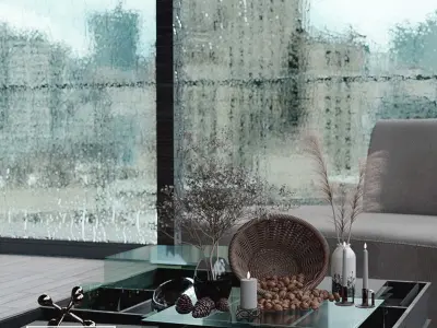 Dried Pampas grass gray  3D model