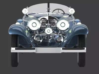Mercedes 1938 540k blueprint with open top 3D model