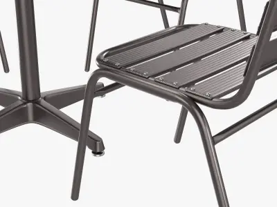 Square Metal Dining Table with Chairs 3D model