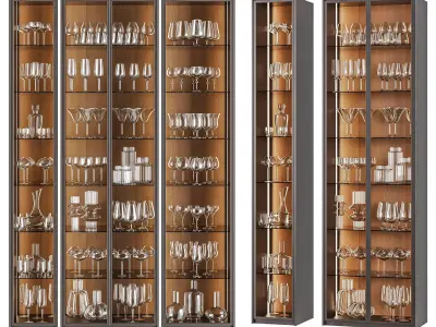  Luxury Glassware Cabinet Set 01 3D model
