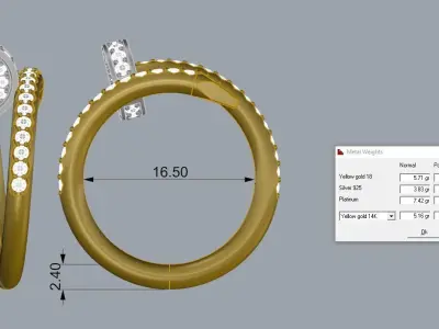 Nail Gold Ring 3D print model