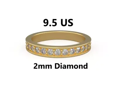 Model 1219 Eternity Diamond Band Ring 9 and half US Size 2mm Dia 3D print model