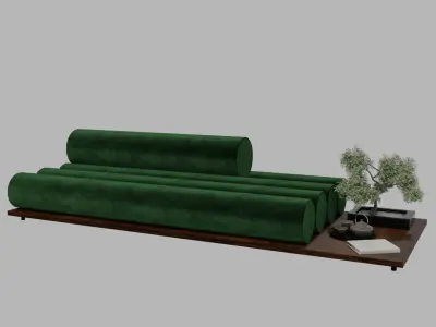 Modern luxury velvet sofa 3D model