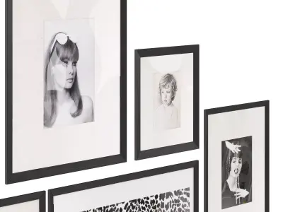 Black and White Pictures with Passe-Partout 3D model