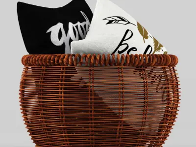 Pillow set 23 Pillow in basket 3D model