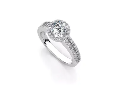 aj-011 halo diamond engagement ring 3D print model