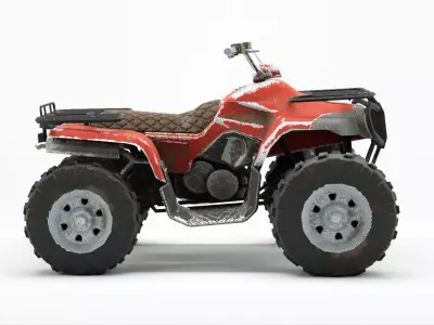 Lowpoly Dirty Quad Bike Low-poly 3D model