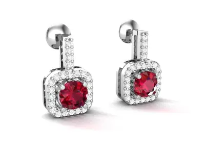 Women Solitaire Diamond Earring 3D print model