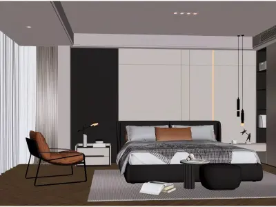 Modern Minimalist Bedroom 3D model