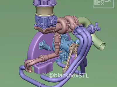 PRO Turbo UPGRADE SET for our  Flat FOUR Base engine 1-24th 3D print model