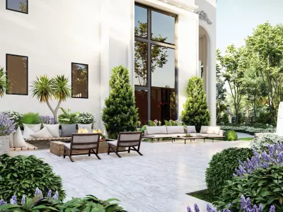 3D Exterior Scene 3D model design garden and landscape 3D model