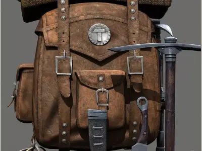 Survival Old Backpack Low-poly 3D model