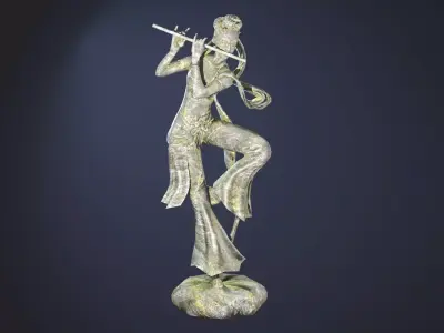Chinese-Dancing-Girl-Statue woman playing flute Low-poly 3D model