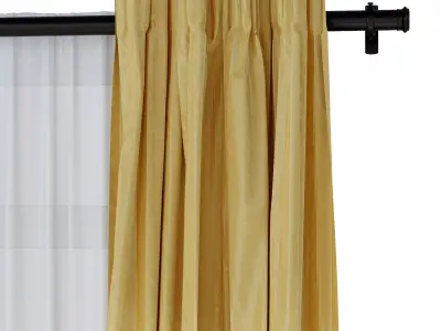 Curtain with rod 49 yellow curtain HBH  Low-poly 3D model
