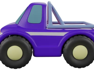 Toy Car Low-poly 3D model 6