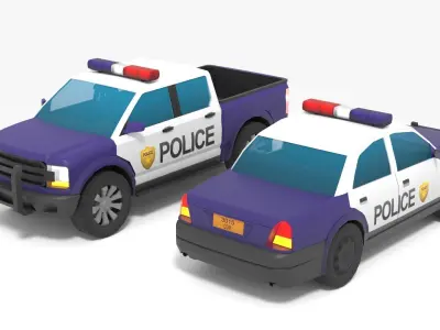 Low-poly stylized police cars pack Low-poly 3D model