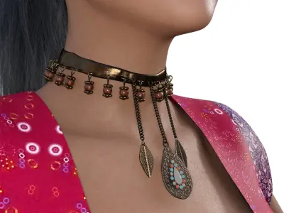 Antique gold necklace Low-poly 3D model