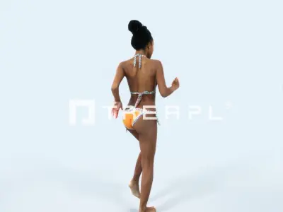 May 05A Running Jogging Beach Sport African American Woman Low-poly 3D model