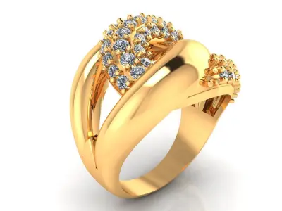 Women Ring 19 stylish light weight diamond ring for women 3D print model