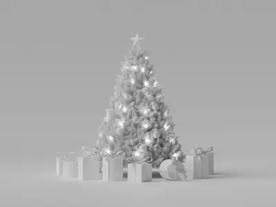 Christmas set tree with presents 3D model