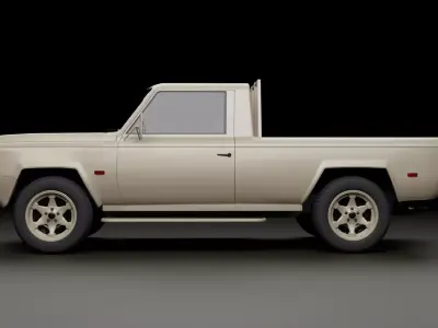 70s 80s Military pickup truck V2 Low-poly 3D model
