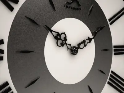 Black and White Wall Clock 01 3D model